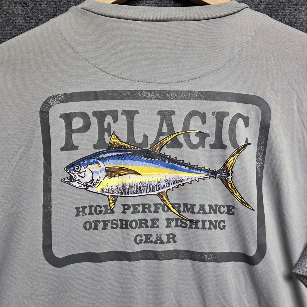 Pelagic Shirt Mens XL Gray Tuna Aquatek Long Sleeve Fishing UPF Outdoors Casual